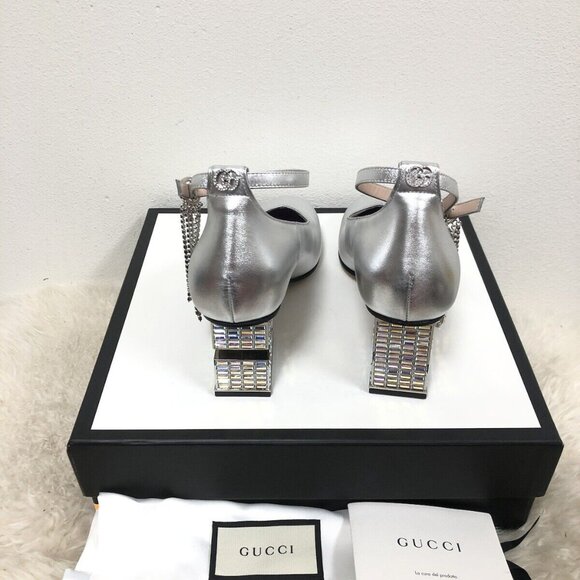 Gucci AMBER Crystal G Block Heel Madelyn Marmont Mary Jane Pump 37/37.5/38.5 - Picture 10 of 12
